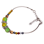 Armkette Armband Bettelkette verstellbar grün gelb silber 4644 Armkette Armband Bettelkette verstellbar grün gelb silber 4644